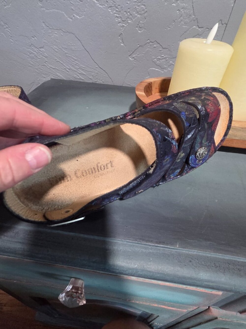 Finn Comfort Gomera Dark Blue Multicolor Irpino Sandals Sz 40 or 9/9.5 - Picture 6 of 8